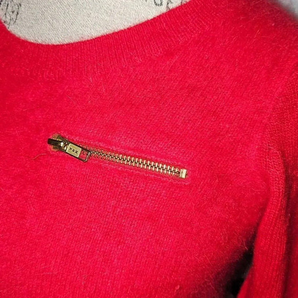 Wallace Womens Red Rabbit Hair Lambs Wool‎ Cashmere Blend Sweater Small - Picture 3 of 6
